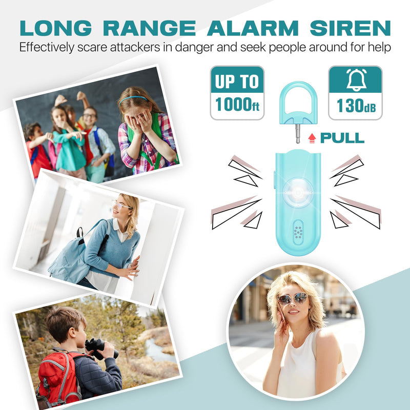 [Australia - AusPower] - Personal Safety Alarm for Women Girls, 130dB Loud Siren with SOS Light, Flashlight, 1000ft Audible, Double Speakers Help Kids, Elderly Emergency Call, Alert Panic Button Self Defense Devices Blue 