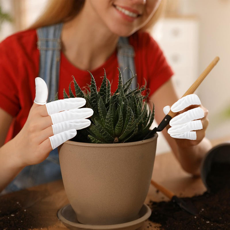 [Australia - AusPower] - (Approx 300 Pcs) Finger Covers,Latex Finger Covers Disposable Gloves,Thumb and Fingertip Protector Finger Glove,Suitable for Cleaning Beauty Electronic Component Repair Handmade Oroduction(Whiter) 