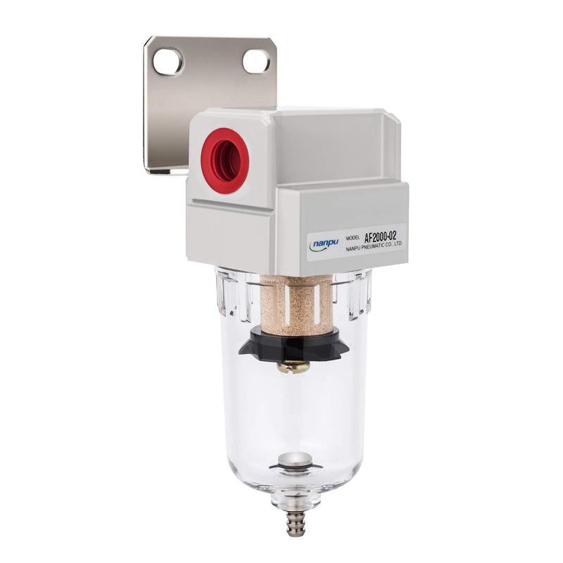 [Australia - AusPower] - NANPU 1/4" NPT Compressed Air Line Filter, 5 Micron Brass Element, Bracket, Poly Bowl, 145 psi 