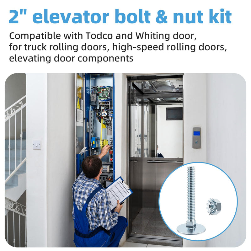 [Australia - AusPower] - 2" Elevator Bolt & Nut Kit (10 Pcs) Compatible with Todco and Whiting Door, for Truck Rolling Doors, High-Speed Rolling Doors, Elevating Door Components 