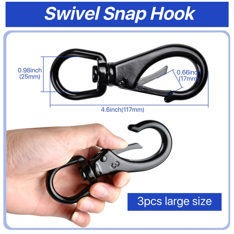 [Australia - AusPower] - 3 PCS Swivel Snap Hooks, 4.65 inch Swivel Hooks, 331 LBS Capacity Heavy Duty Flag Clips, Stainless Steel Swivel Eye Snaps, Swivel Carabiner for Marine Sports Luggages Pets Keychains Flagpole 