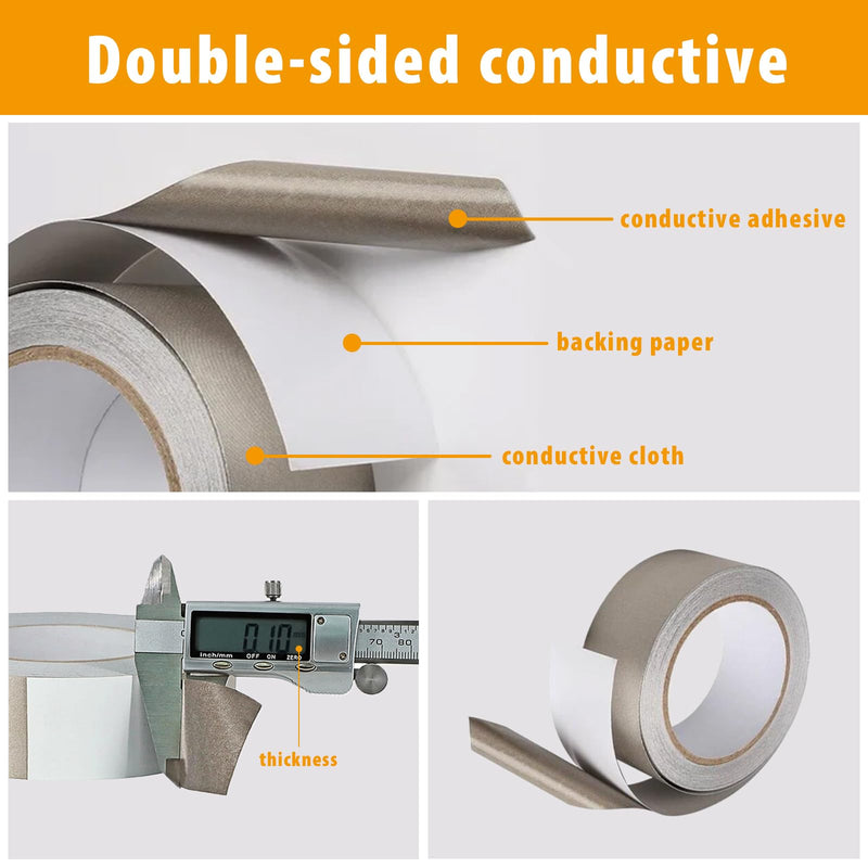 [Australia - AusPower] - Faraday Tape Double Conductive Cloth Tape, with Conductive Adhesive for, Grounding, EMI Shielding, Wire Harness, Cable Interference Blocking (1in x 59 Feet) 1in x 59 Feet 