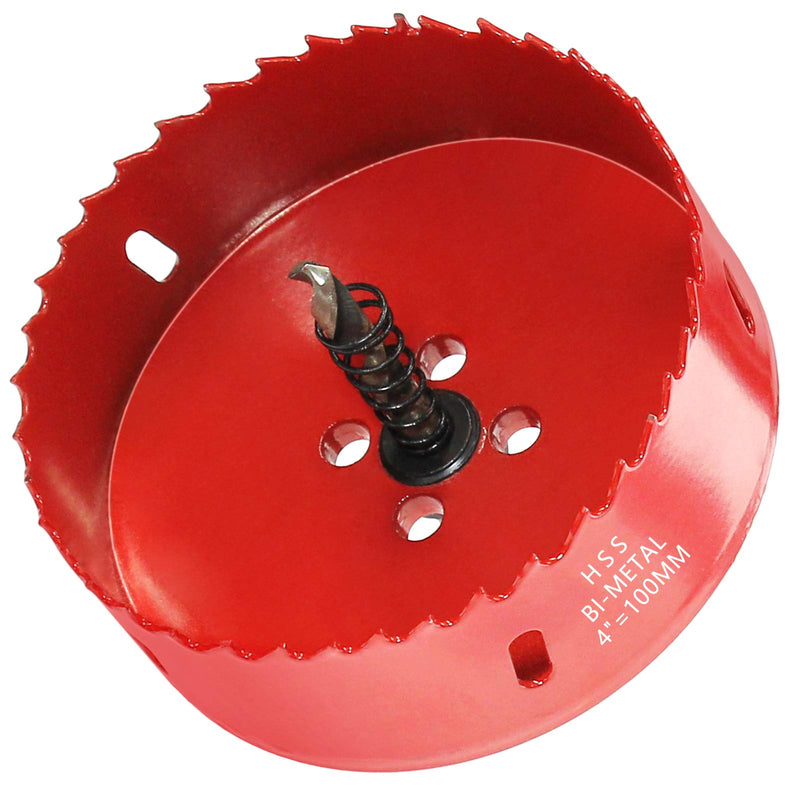 [Australia - AusPower] - Luomorgo 100mm/4" Hole Saw, 1.4 inch Cutting Depth HSS Bi-Metal Hole Cutter for Wood Cornhole Boards Plastic Drywall & Metal Sheet Red 4" / 100mm 