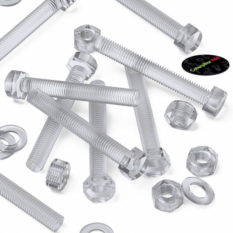 [Australia - AusPower] - Pack of 30 Transparent Clear Plastic Acrylic M8 x 60mm Nuts & Bolts - Acrylic Plastic Screws, Hexagon Head, (5/16 x 2 23/64 in) 