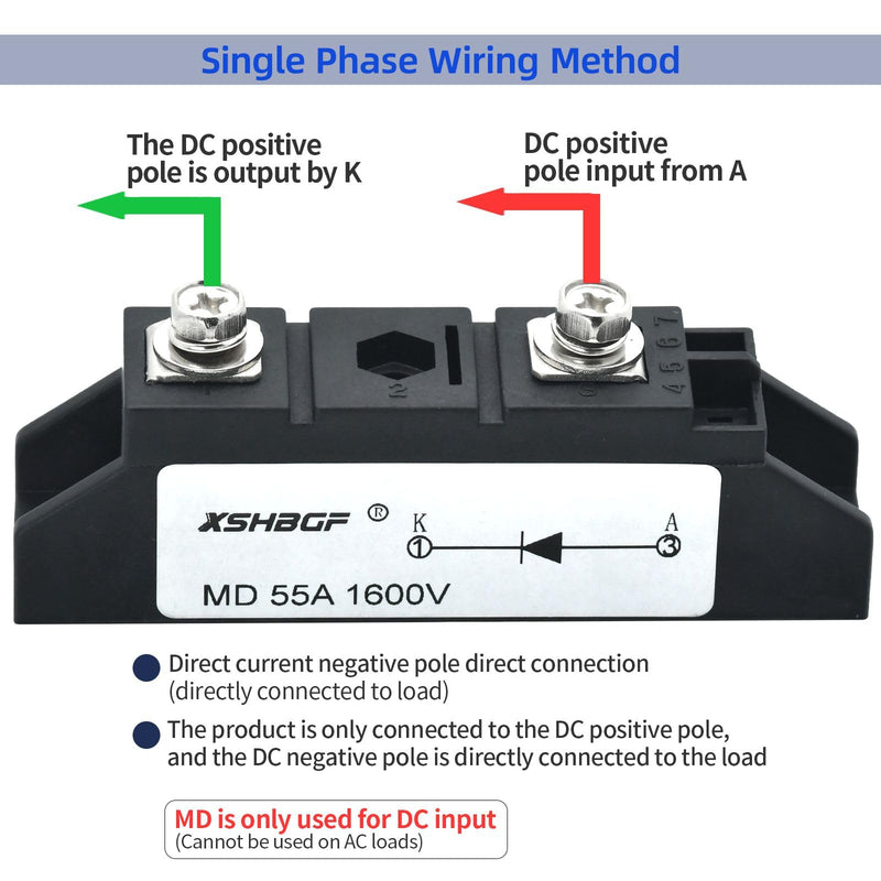 [Australia - AusPower] - MD55A1600V Anti-Reverse Diode Module for Solar Power Systems 1600V Peak Voltage 50A Load Capacity 