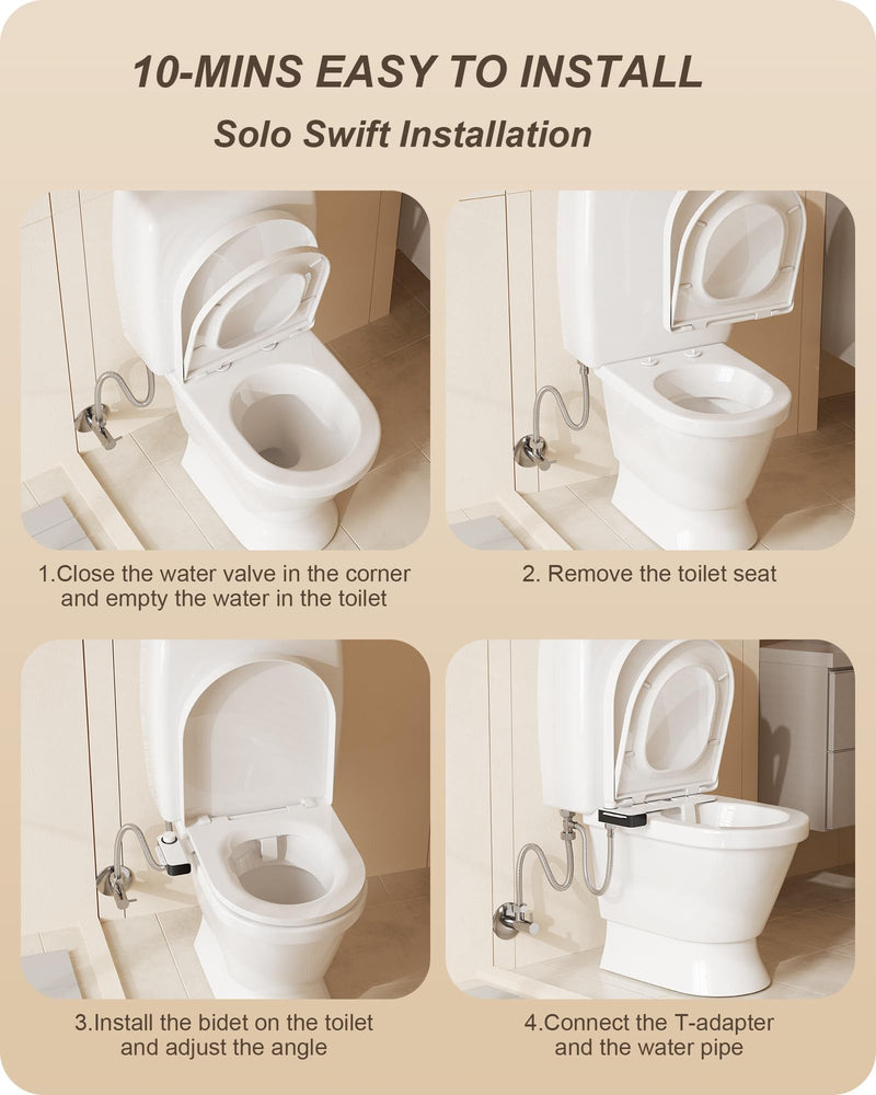 Ultra-Slim Bidet Attachment for Toilet Dual Nozzles Feminine & Rear Wash Bidet Toilet Seat Attachment Non Electric Self Cleaning Adjustable Water Pressure, Rear Wash (KB001) KB001