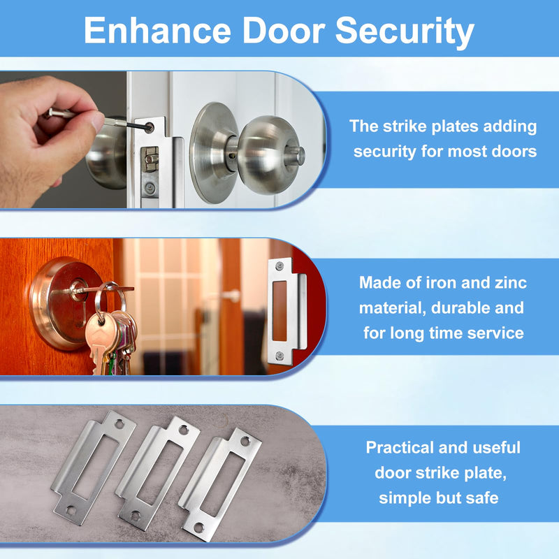 6Pcs 4-7/8" Zinc Plated Strike Plate Universal Door Strike Plate Replacement Lock Strike Plate T Strike Deadbolt Strike Plate Door Backplate Iron with Brushed Zinc Finish for Use(Large Hole) 6PCS
