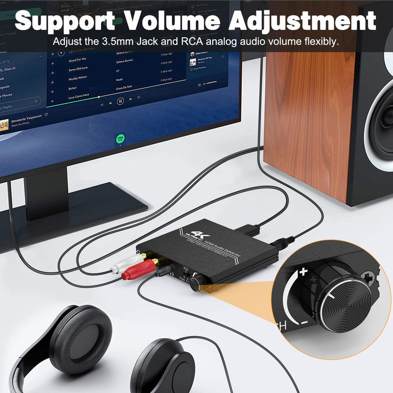 [Australia - AusPower] - HDMI 2.0 Audio Extractor, Tendak HDMI to HDMI with Optical SPDIF + 3.5mm Stereo + RCA L/R Audio Adapter Converter with Volume Control Support 4K@60Hz HDCP 2.2 HDR 3D YUV 4:4:4 
