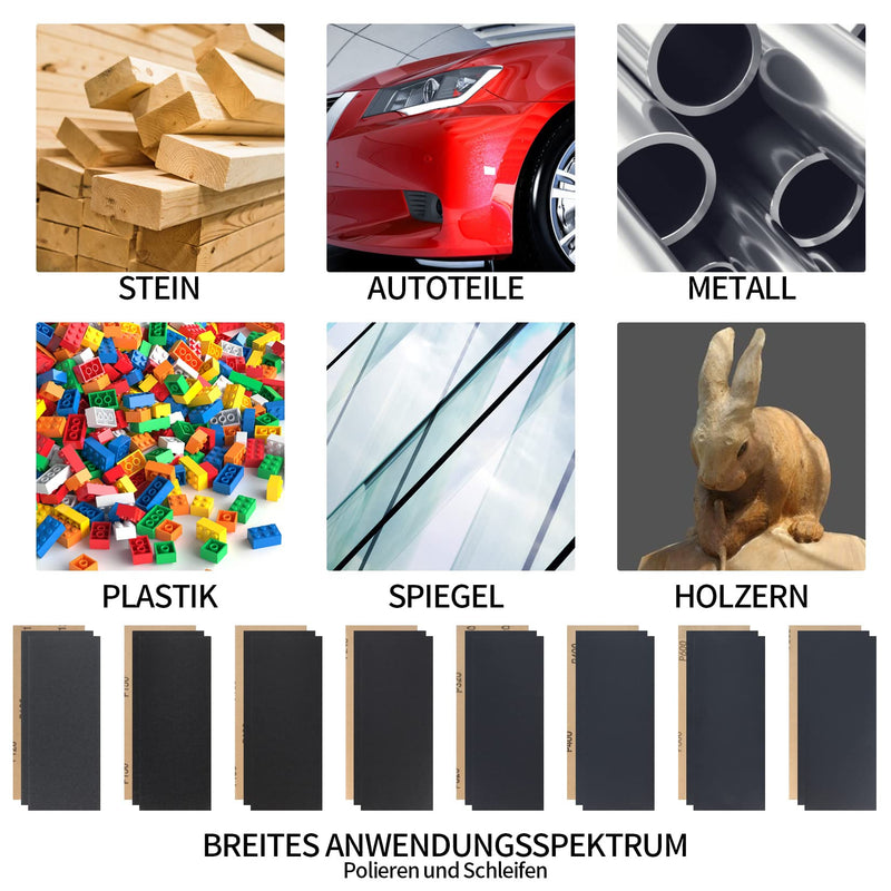 [Australia - AusPower] - 15 Pieces Grit 80 to 3000 Wet and Dry Sandpaper Sandpaper Set, Emery Paper for Polishing and Sanding for Car, Wood Furniture, Stone, Varnish, Metal, Glass - 9 x 3.9 Inch 15 