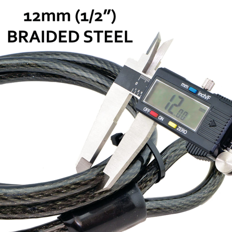 [Australia - AusPower] - Lumintrail 12mm (1/2 inch) Heavy-Duty Security Cable, Vinyl Coated Braided Steel with Sealed Looped Ends (4', 7', 10', 15' or 30') (7-FT) 7-FT 