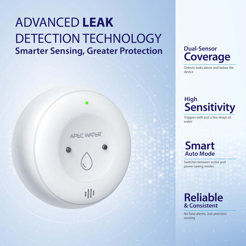 [Australia - AusPower] - APEC WATER WiFi Water Leak Detector for Home, App Connected get Real-Time Alerts, Highly Reliable Dual Sensor Wet Moisture Detection (1PK) 1-Pack 
