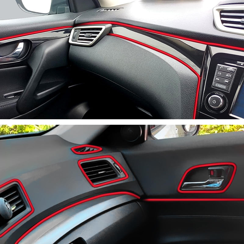 Spurtar 2 Rolls x 33Ft Car Pinstriping Tape Red & 16.4ft/5M Car Interior Trim Strips Red