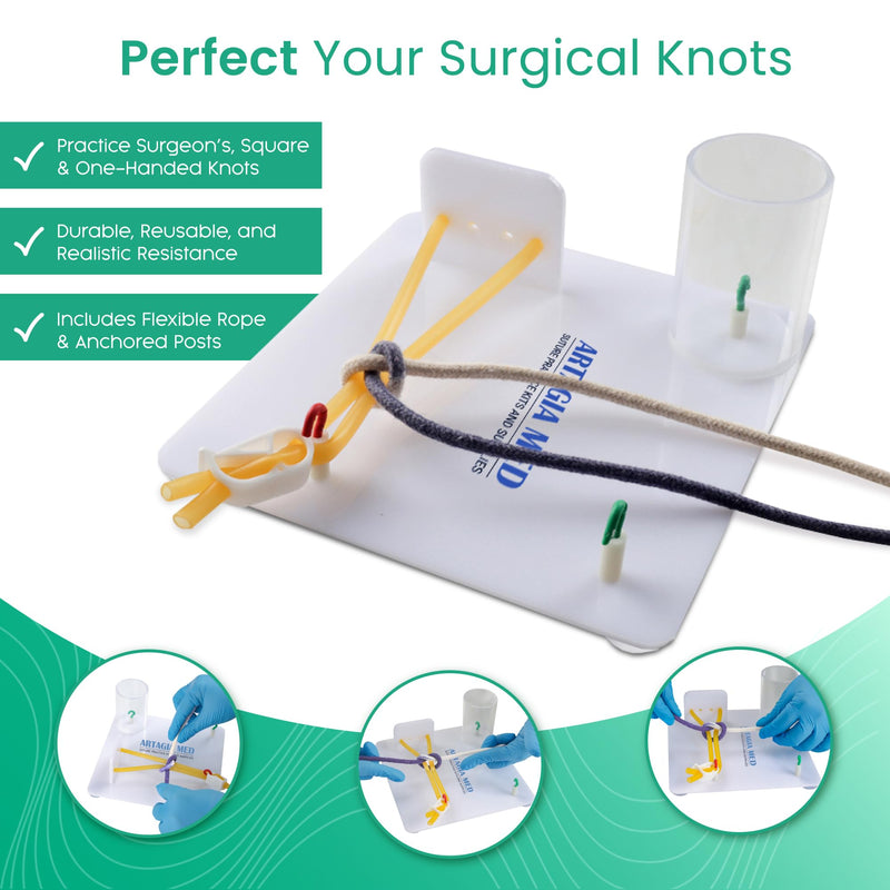[Australia - AusPower] - Suture Practice Kit and Surgical Knot Tying Board, Complete Medical Training Set with Silicone Pad, Suturing Tools, Knot Board with Durable Rope, and Quick Tie Tool, Ideal for Medical Students Board & Suture Kit 