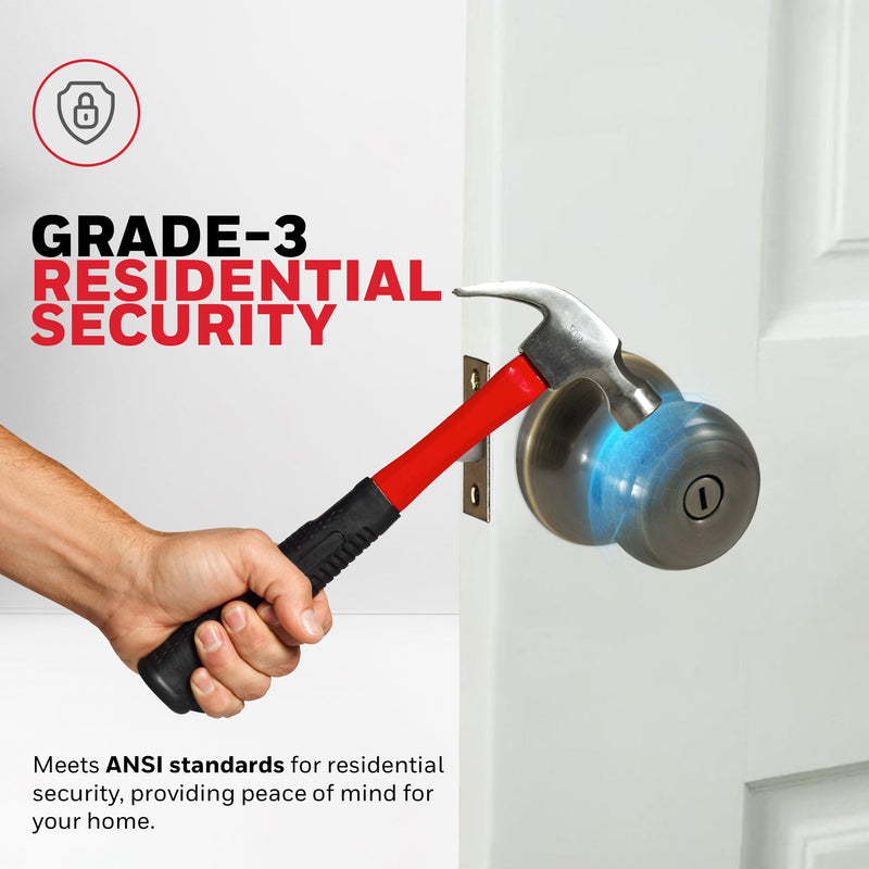 Honeywell Safes & Door Locks - Bedroom Door Knob with Lock and Key - Locking Interior Door Knobs Ideal for Closet, Room & Bathroom Requires Privacy - 5.25"L x 2.75"W Inches - Antique Brass - 8101102