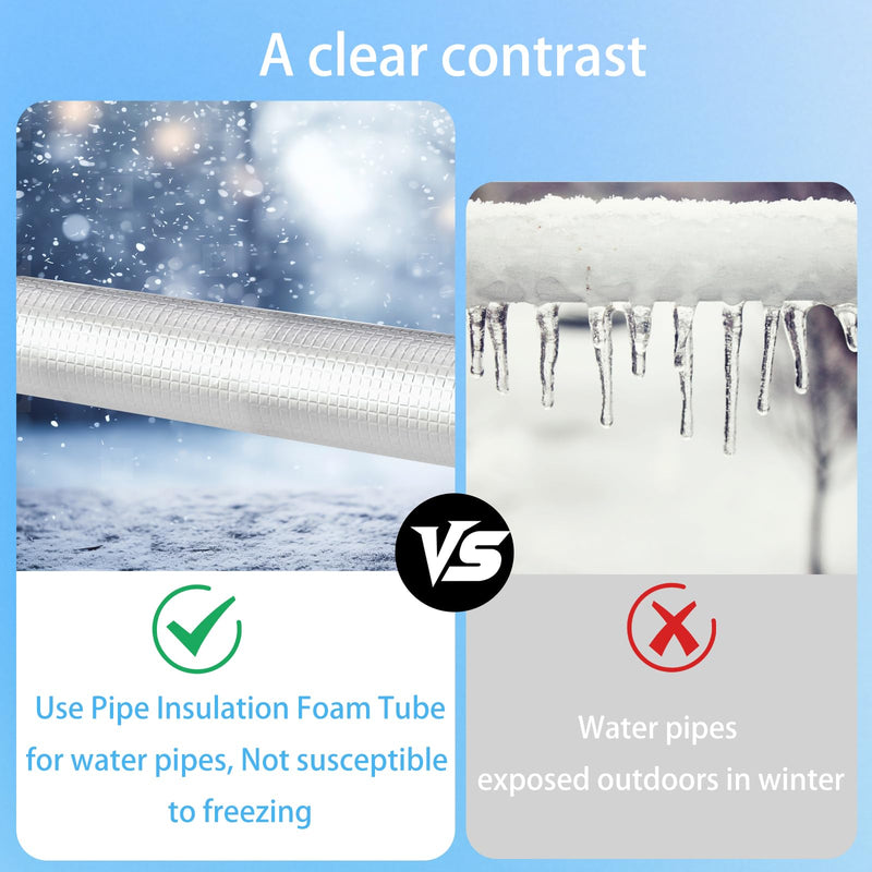 1 '' ID Pipe Insulation Foam Tube Self Adhesive Heat Tape for Water Pipes 20PC Insulation Foam Wrap Aluminum Foil Pipe Covers for Spigot, Winter Outside Pipes, Sprinkler (Black ) Black - 16'' L 1 '' ID - 20PC