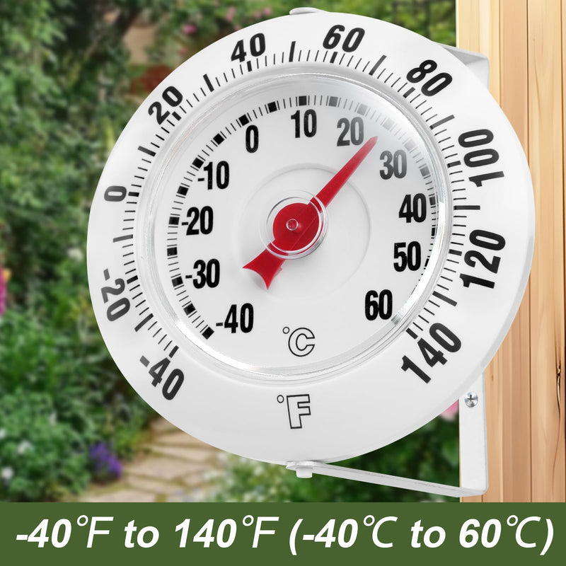 [Australia - AusPower] - CloudHand 5 Inch Indoor Outdoor Thermometer with Mounting Bracket, Big and Bold Dial Thermometer, Easy to Read Numbers for Patio, Pool, and Indoor Areas, White 