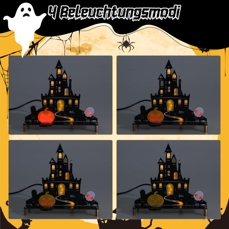 PEMENOL Halloween Castle Soldering Kit Music Pumpkin Skeleton Light Electronics Kit with Breathing LED Light Effects & Sound Soldering Learning Set Adult Decoration