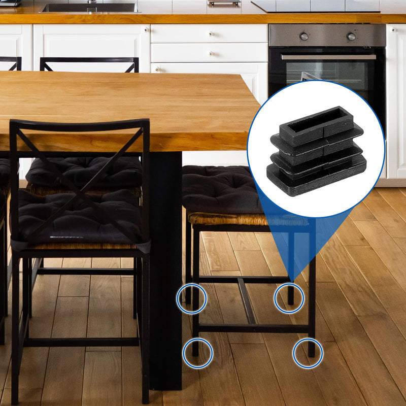 [Australia - AusPower] - uxcell 32 Pcs Rectangle Tubing End Caps 3/4 x 3/8 Inch Plastic Hole Plugs Insert End Cap for Metal Tubing Post Chair Leg Table Bookshelves Furniture, Black 