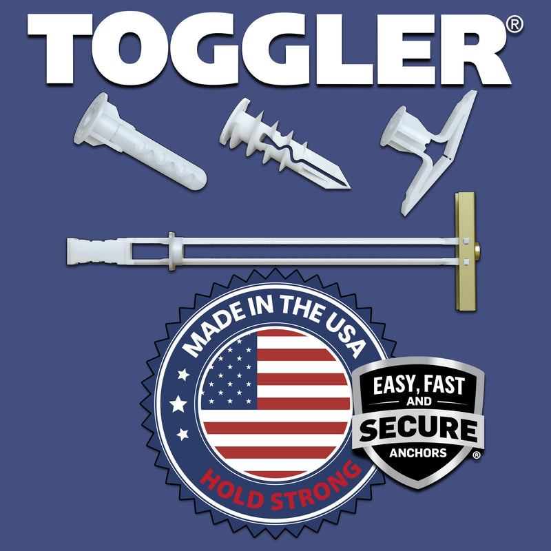 TOGGLER SNAPTOGGLE BE Toggle Anchor, Zinc-Plated Steel Channel, Made in US, 3/8" to 2-1/2" Grip Range, For 5/16"-18 UNC Fastener Size (Pack of 25)