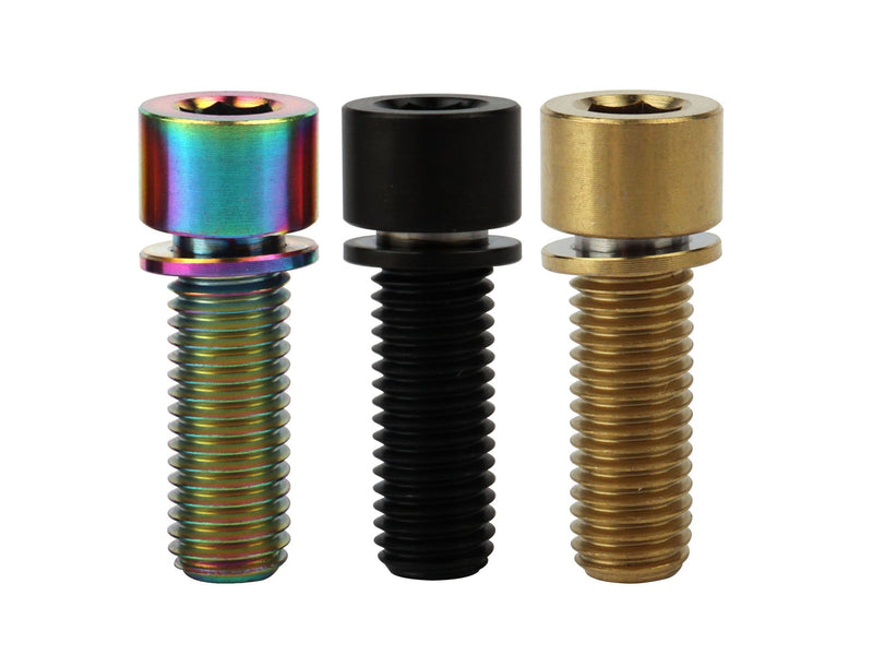 UHDFBDHF titanium bicycle stem bolts, M7x20mm hex Allen head with washers, pack of 6 gold bolts