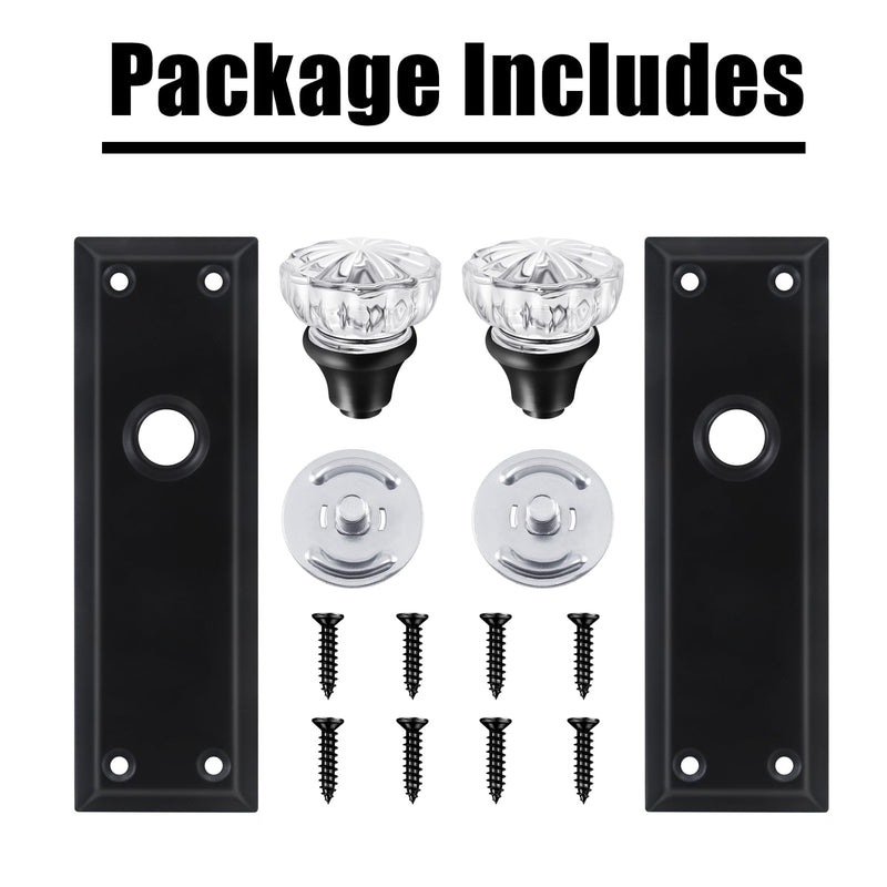 Single-Side Glass Dummy Door Knobs, Inactive Door Knobs for Closet, Antique Bifold Door Knobs Replacement, Crystal Dummy Door Handles, Matte Black, 2 Pack Dummy(2 Pack)