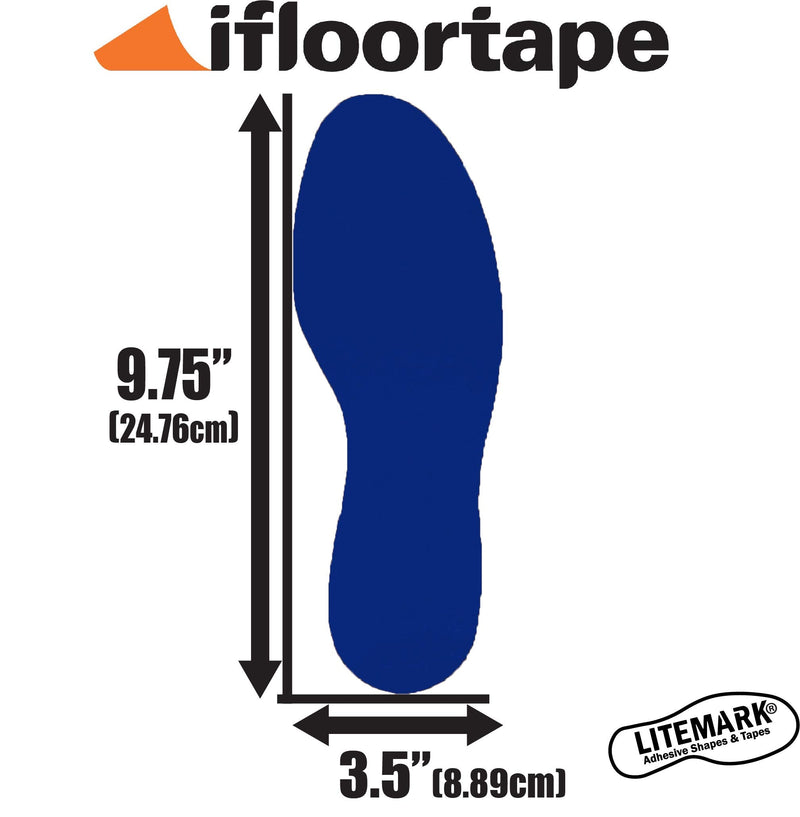 [Australia - AusPower] - 9.5" Blue Footprints for 5S Lean Organization Floor Marking,Industrial Adhesive with Removable Liner,Ideal for Warehouse, Factory & Office - 6 Pcs (3 Pairs) 6 Pcs (3 Pairs) 