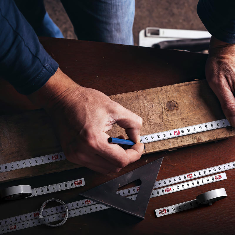 [Australia - AusPower] - Zeawavsl Self-Adhesive Tape Measure, Pack of 6, 1M/2M Scale Tape Measure, Metric Steel Ruler, White, Self-Adhesive, for Measuring Vertical Objects such as Workbenches (Forward, Backward, Centred) 