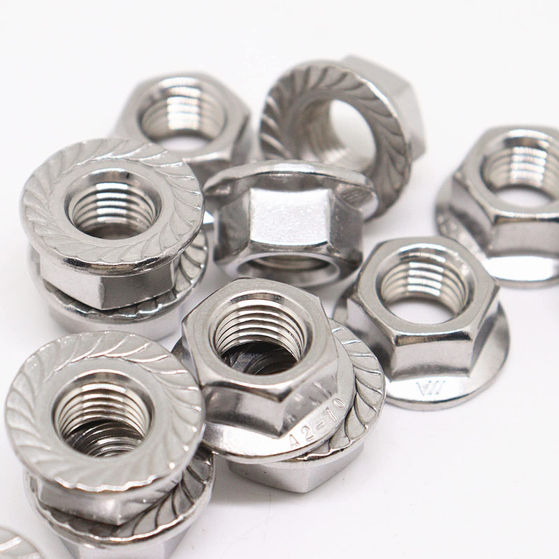 [Australia - AusPower] - M10 x 1.25mm 30PCS Flange Nut Thread Hardware Nuts,304 Stainless Steel Serrated Flange Metric Hex Flange Nuts Bright Finish M10x1.25mm -30 PCS 