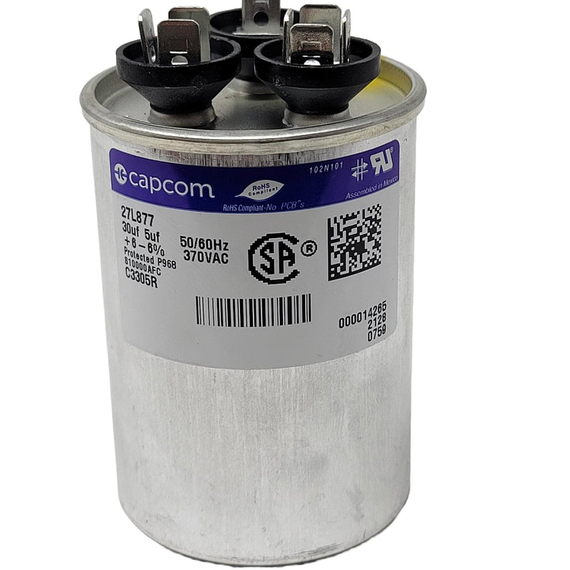 [Australia - AusPower] - GE Genteq Replacement for Capacitor 30/5 uf 370 volt 97F9833, 370V, 30/5 MFD, Dual Run, Round Capacitor 