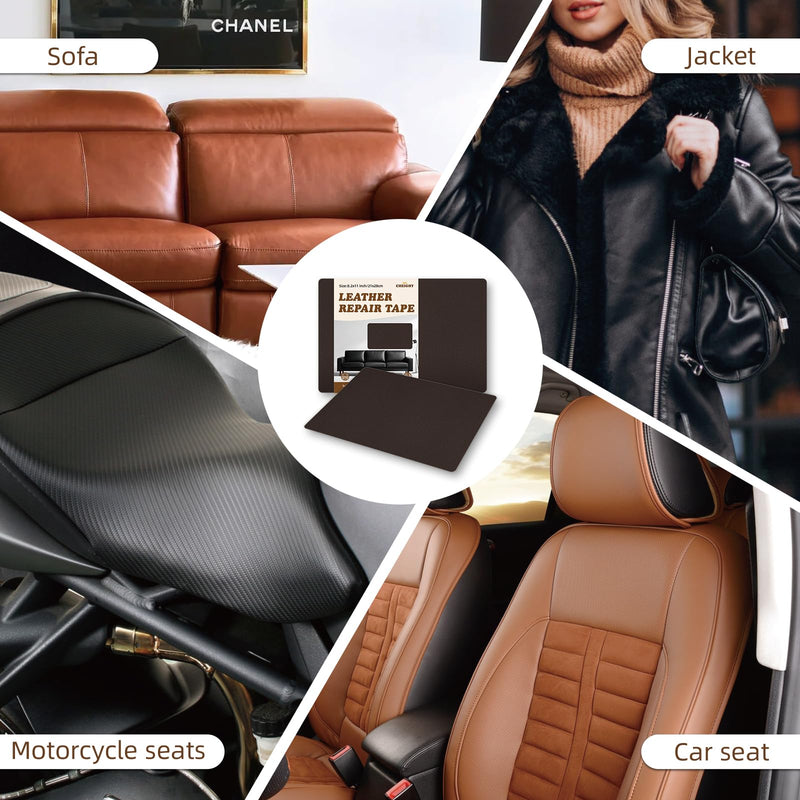 CHEIGHY Leather Repair Kit for Couches Self Adhesive Leather Repair Patch for Furniture Vinyl Repair Kit for Car Seats, Sofa, Office Chair, Belt, Jackets