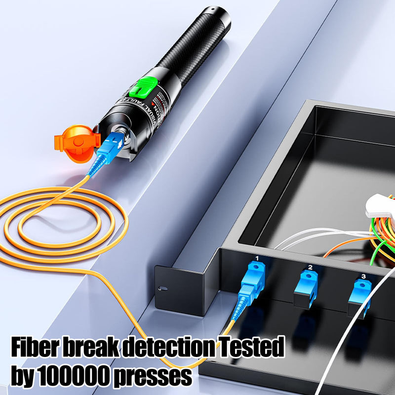 Visual Fault Locator 30 km, Fibre Optic Cable Tester, VFL Test Kit Includes Single Mode 2.5 mm FC Male to LC Female Adapter for Network Cable Tester, LC/FC/SC/ST Interface