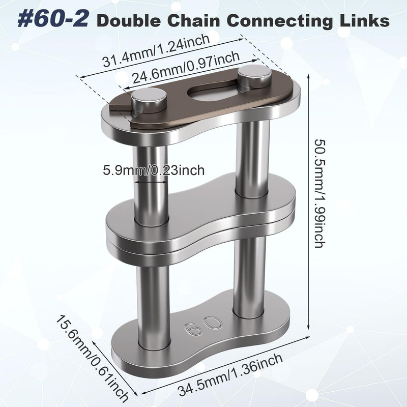 [Australia - AusPower] - 2pcs #60-2/12A-2 Double Strand Roller Chain Master Link, Heavy Duty Adjustable Carbon Steel Chain Connector Link 2pcs 