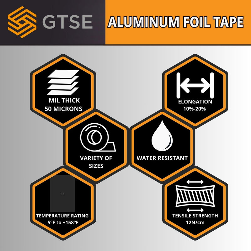 GTSE Aluminum Foil Tape, 4 inches x 55 Yards (164 ft) Wide Roll, Multi-Purpose Wide Silver Metal Tape, Ideal for HVAC, Sealing, Insulation, Patching Air Ducts, Metal Repair 4" x 55 yds 1
