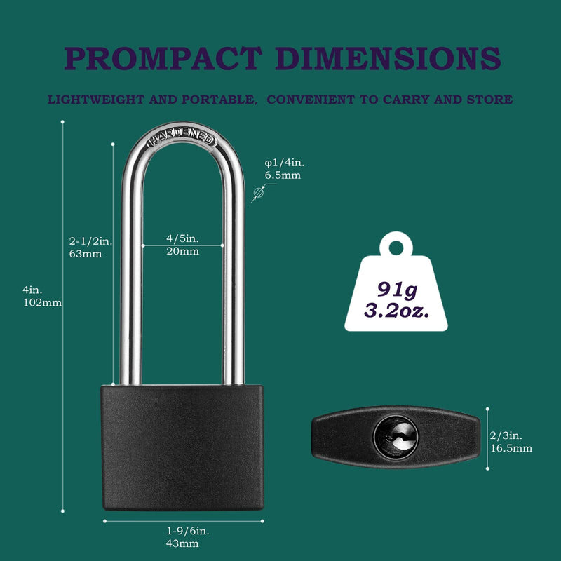 [Australia - AusPower] - Aluminum Padlock with Key, 2-1/2 Inch Long Shackle Pad Lock with 2 Keys? Lock and Key for Outdoor Fence? Sheds, Storage Unit, Gate, Toolbox,Trailer?Garages?2 Pack Black*2LS 
