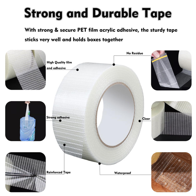 [Australia - AusPower] - Fiberglass Filament Strapping Tape Heavy Duty Transparent Reinforced Packing Tape 2 in 6 Mils 30 Yards Nylon Fiber Glass Tape 2In 6mils 30Y 