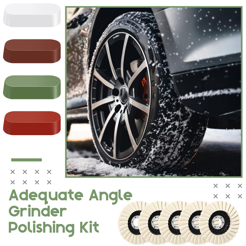 [Australia - AusPower] - 9 Pcs Felt Flap Disc Abrasives Buffing Polishing Wheel and Compounds Set 5 Pcs Wool Polishing Disc 4 Compound Wool Buffing Wheel Pad for Angle Grinder 