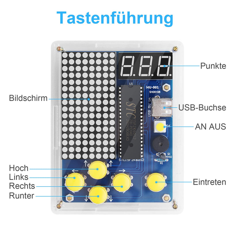 DIY Game Console Handset with Acrylic Casing, Soldering Practice Kit, DIY Retro Classic Electronics Kit for Mint School Education Yellow button
