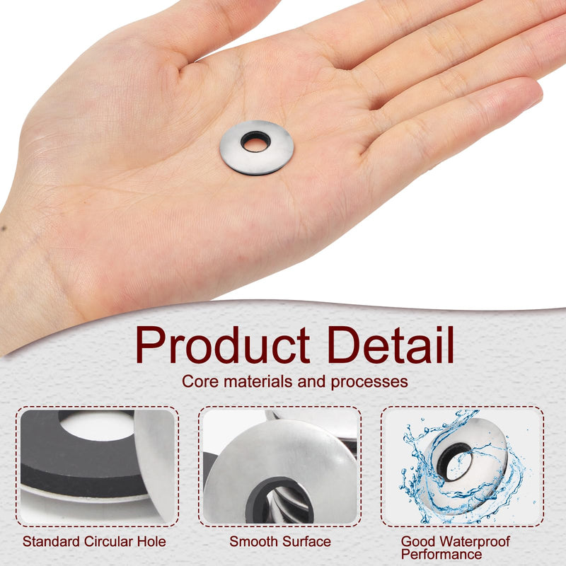 [Australia - AusPower] - #10 x 1/2" Neoprene EPDM Bonded Sealing Washers, 100 PCS Stainless Steel 0.19" x 0.55" Waterproof Gasket Assortment Kit 0.19" x 0.55" (100 pcs) 