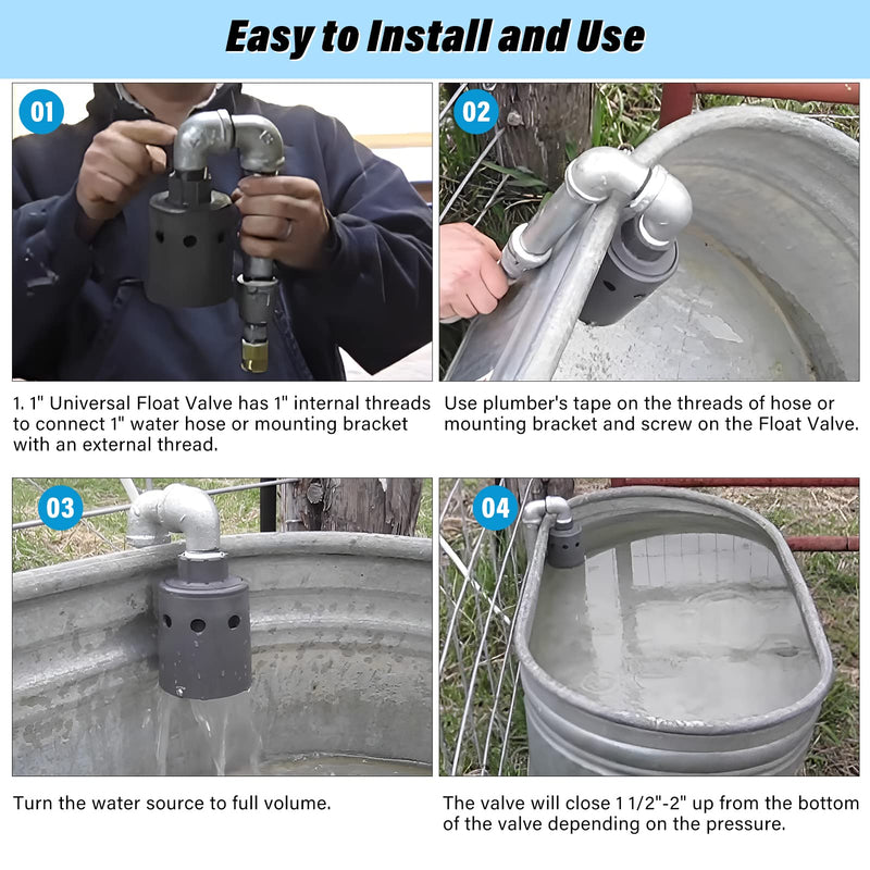 [Australia - AusPower] - Water Tank Float Valve Designed for Water Level Control, Automatic Filling, Automatic Shut Off, Nylon Resin Water Level Float Valve for Livestock Troughs, Stock Tank, Fish Pond, etc. 1" Valve 