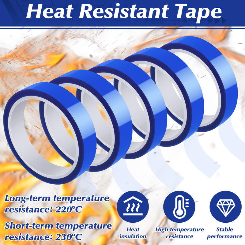 [Australia - AusPower] - 5 Rolls 20mm × 30m (98ft) Blue Sublimation Tape Heat Transfer Tape Sublimation Heat Resistant Tape, Heat Transfe Tape for Sublimation Printer Electronic Soldering, No Residue 
