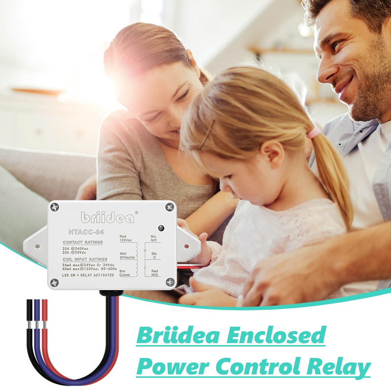 [Australia - AusPower] - Enclosed Power Control Relay, Briidea 20 Amp SPDT Power Relay with 24 VAC/DC/120 VAC Coil, Compatible with HVAC, Temperature Controller Switches 