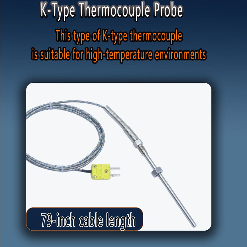 [Australia - AusPower] - 2 Packs tce-k05h5-100 K-Type thermocouple Probe M8 Screw Temperature Range 77°F to 1472°F 