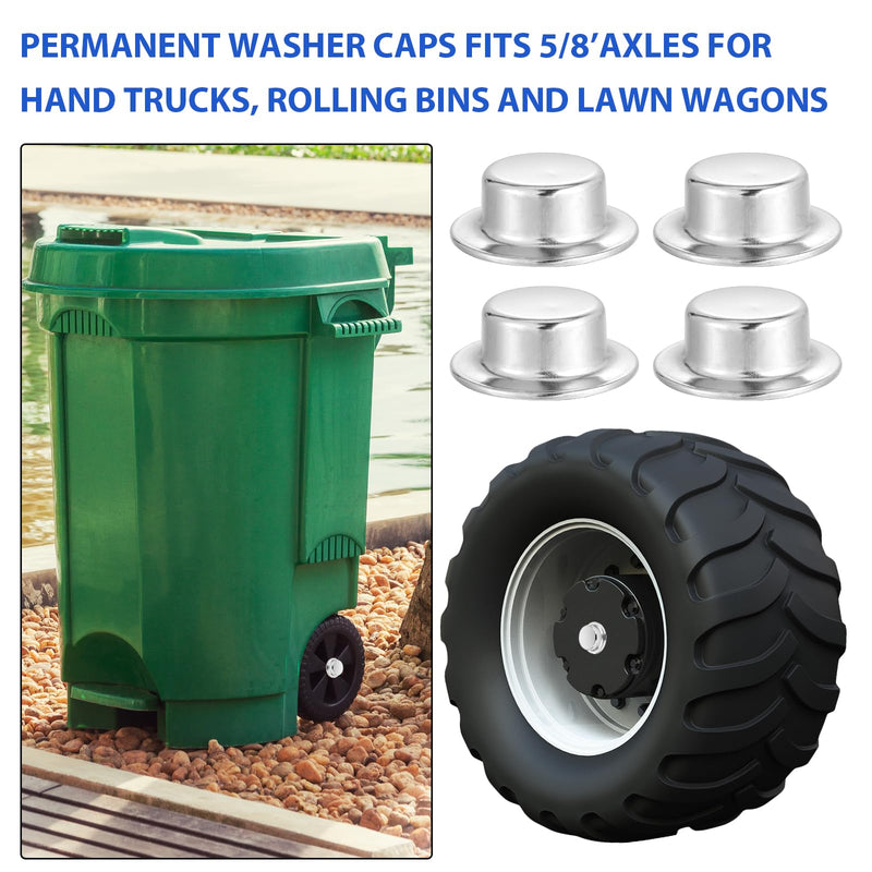 [Australia - AusPower] - 12pcs 5/8 Inch Dolly Wheel Lock Washer,Push Nuts,Stainless Steel Axle Cap for Rolling Bins, Lawn Wagons and Hand Trucks,Reliable Alternative to Cotter Pins 