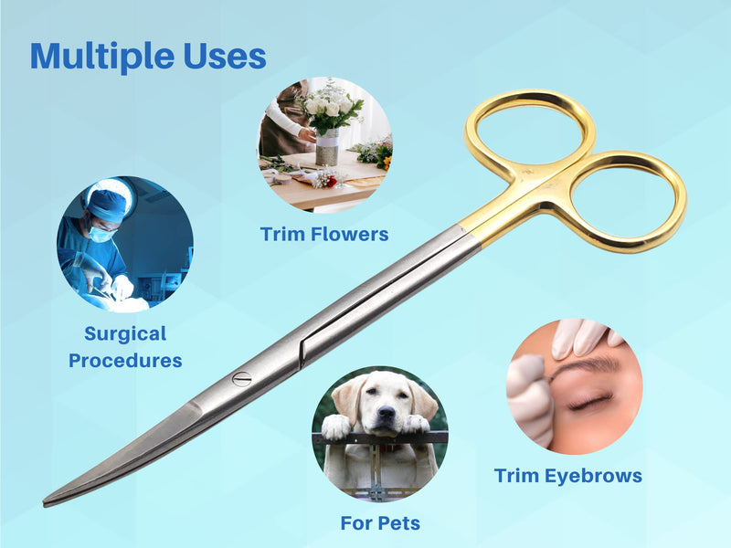 [Australia - AusPower] - Scissors surgical 5.5 inches CURVED Gold Plated handle tungsten carbide inserts extra sharp and durable ARTMAN BRAND 