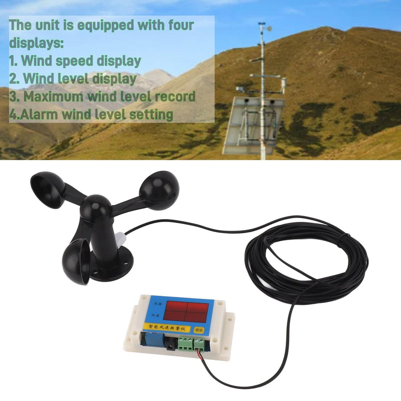 [Australia - AusPower] - Topyond Wind Gauge, Wind Speed Alarm Device with 3 Fan Blades, Tower Crane Aneometer, Wind Gauge, USB, 5 V, High Precision, for Outdoor Use, Intelligent Alarm 
