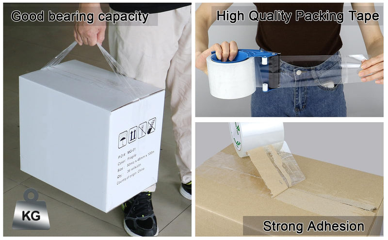 BOMEI PACK 3 inch Wide Clear Packing Tape, 3 inch x 55 Yards, Industrial Grade 3'' Heavy Duty Shipping Tape Refills for Box Office Moving, Packaging and Mailing