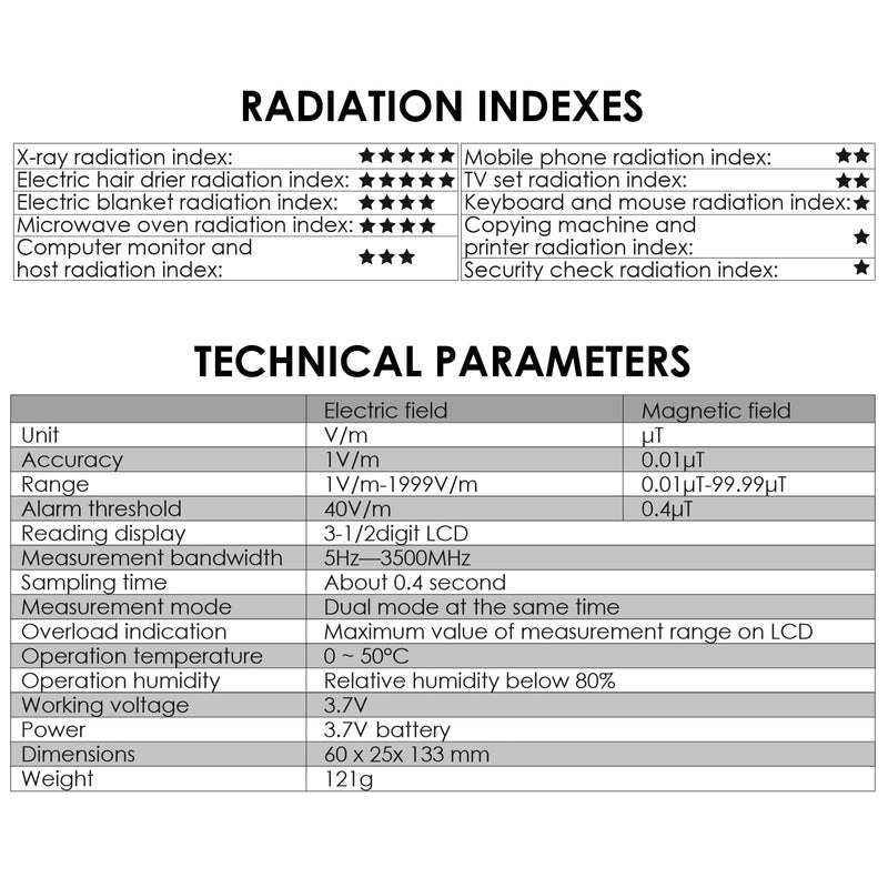[Australia - AusPower] - EMF Meter, Handheld LCD Digital Radiation Detector for Electromagnetic Fields, EMF Meter Magnetic Field Rechargeable for Home, Office, Outdoor EMF Inspections Hand EMF Meter 