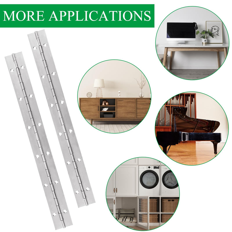 [Australia - AusPower] - 6PCS Piano Hinge, 12" Stainless Steel Continuous Hinge with Holes, 0.04" Leaf Thickness 0.1'' Open Width 72 Screw Included, Stainless Furniture Hinges for Cabinet Door Cases Woodworking 