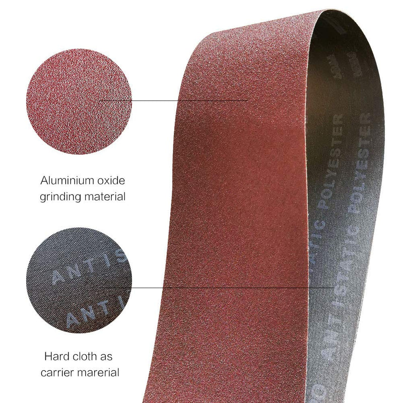 [Australia - AusPower] - 3 x 21 Inch 80 Grit Sanding Belt | Premium Aluminum Oxide Sanding Belt | Premium Sander Sandpaper  12 Pack 