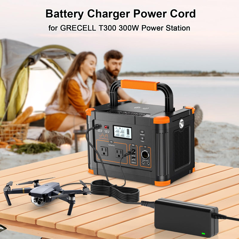 15V AC/DC Adapter Charger for GRECELL T300 300W (Peak 600W) Portable Power Station Generator Replacement 288Wh 78000mAh Li-ion Battery FJ-SW20171504000D 15V 4A 60W Power Supply Cable Charger